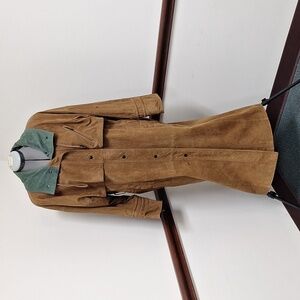 Hunt Club Size Medium Women's Tan & Green  Leather Long Coat Duster